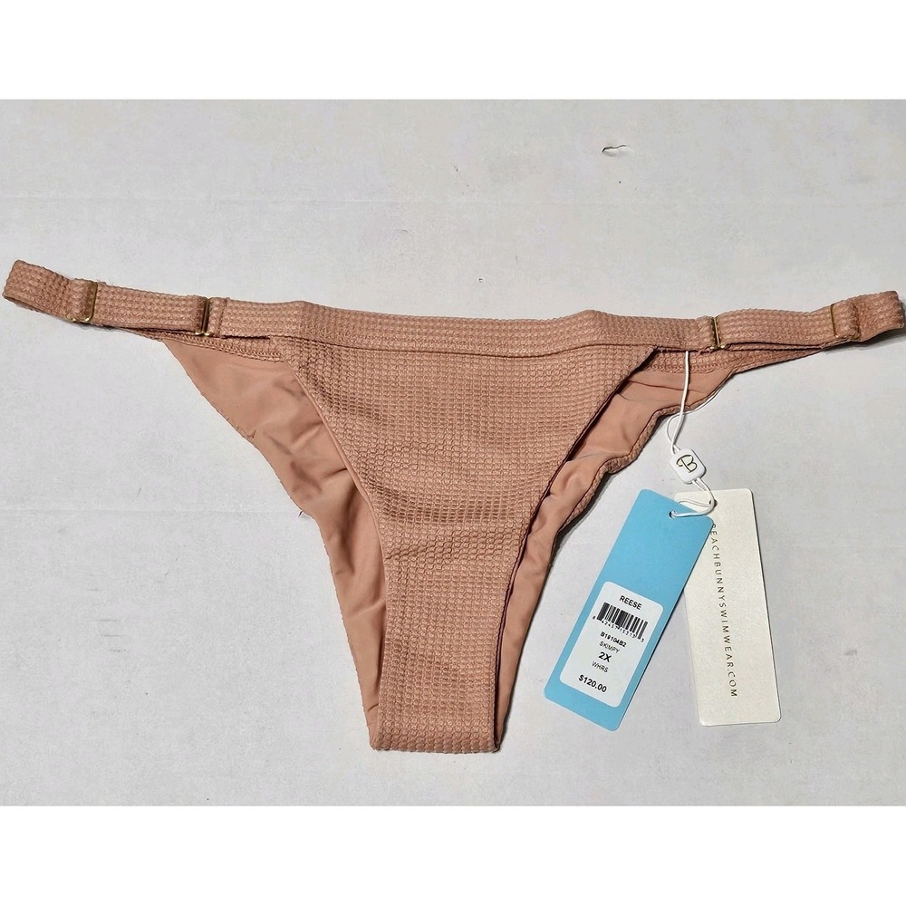 Beach Bunny Reese Skimpy Bikini Bottom Rose Gold Textured Ruched 2XL B19104B2